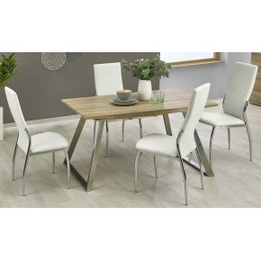 TREVOR  table à manger exetnsible  130÷170 cm x 80 cm x 76 cm - Chêne clair/blanc