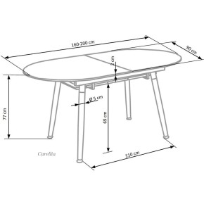 Table à manger extensible 160÷200 cm x 90 cm x 76 cm