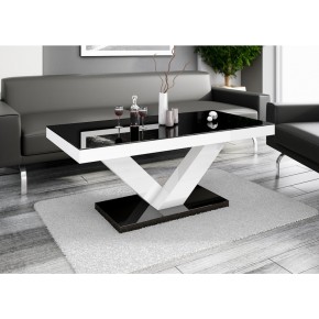 Table basse design 120 cm x 60 cm x 49 cm - noir / blanc