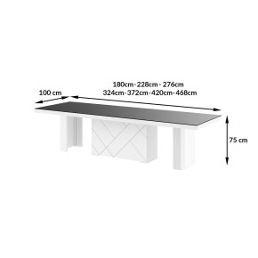 Table à manger évolutive  (180 cm ÷ 223 cm ÷ 286 cm ÷ 349 cm ÷ 468 cm) x 100 cm x 75 cm - Cappuccino