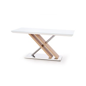 Table à manger 160 x 90 x 76 cm - Blanc/chêne clair