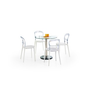 Table à manger plateau en verre 80 cm x 74 cm   - Transparent