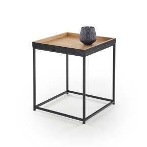 Table basse moderne 42 x 42 x 49 cm - Chêne naturel/Noir