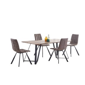 Table à manger rectangulaire 180 x 90 x 76 cm - Noyer/Noir