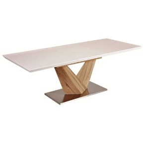 Table à manger extensible rectangulaire extensible 160 cm-220 cm x 90 cm x  75 cm - chêne sonoma/blanc CARELLIA