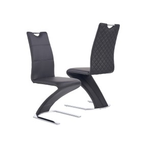 Lot de 2 chaises design en cuir synthétique - Noir