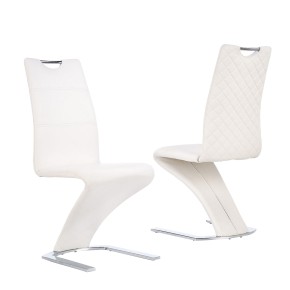 Lot de 2 chaises design en cuir synthétique - Blanc