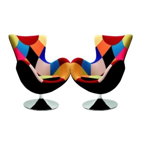 Lot de 2 fauteuils patchwork  76 x 75 x 95 cm - Multicolore