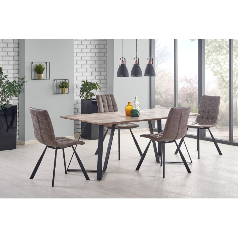 Table à manger rectangulaire 180 x 90 x 76 cm - Noyer/Noir