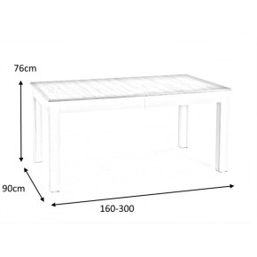 Table à manger extensible 160-300 x 90 x 76 cm - Blanc