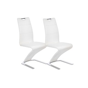 INGRID lot de 2 chaises design en cuir synthétique - Blanc