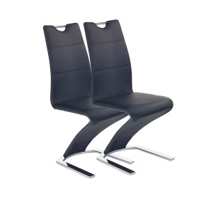 INGRID Lot de  2 chaises  design en cuir synthétique - Noir
