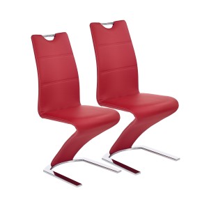INGRID lot de 2 chaises design en cuir synthétique - Rouge