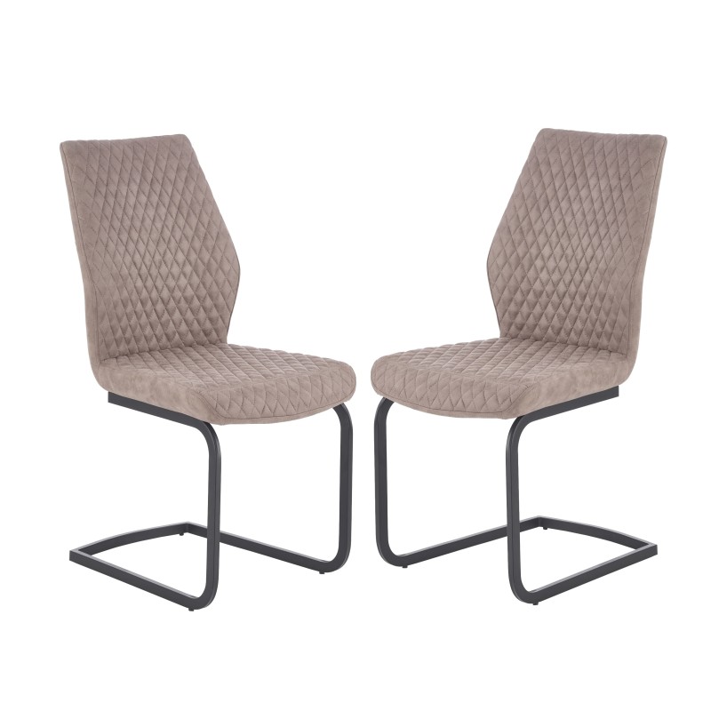 Lot de 2 chaises en cuir synthétique - Beige foncé