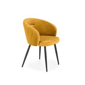 Chaise design en tissu de velours 61 x 54 x 77 cm - Moutarde
