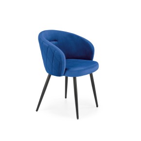 Chaise design en tissu de velours 61 x 54 x 77 cm - Bleu marine